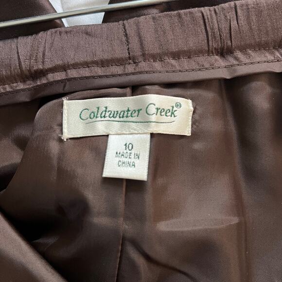 Coldwater Creek Silk Flat Front Side Zip Pants Brown 10 Lined New - Picture 13 of 14